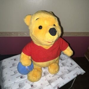 Vintage 90s Mattel 1994 Disney 13" Winnie The Pooh Bear With Honey Pot Plush Toy